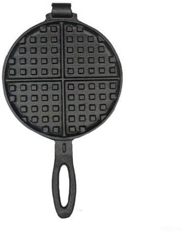 Padella per waffle in ghisa resistente, design rotondo non rivestito, per bruciatore a gas, casa o cucina commerciale, per fare spuntini, colore nero (17 cm)