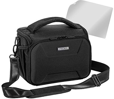 PEDEA DSLR-Kameratasche Guard mit Displayschutzfolie für Canon EOS 5D 5D Mark II 400D 2000D / Nikon D60 D80 D90 D3100 D3200 D3300 D3400 D5300 D7100 / Pentax K 30 K 50 K 500, Gr. XL schwarz