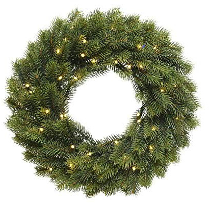 Weihnachtlicher & Hochwertiger LED Tannenkranz/Klassischer Türkranz Beleuchtet - Ø 40cm - Batteriebetrieben - Weihnachtskranz/Hängekranz/Tischkranz - Künstlicher Kranz Tanne - Weihnachten