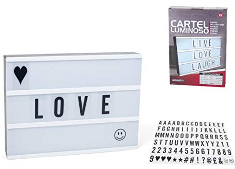 Caja de Luz de cine con 90 Letras, Números, Símbolos, 32x22x4cm,Vintage Cinematic Light Up Box Combinación libre DIY LED Carta Mensaje de la lámpara para la decoración del hoga