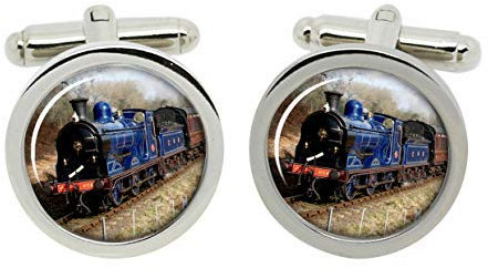 Gift Shop Caledonian Eisenbahn 812 Klasse Dampflokomotive Manschettenknöpfe in Chrom Verpackung