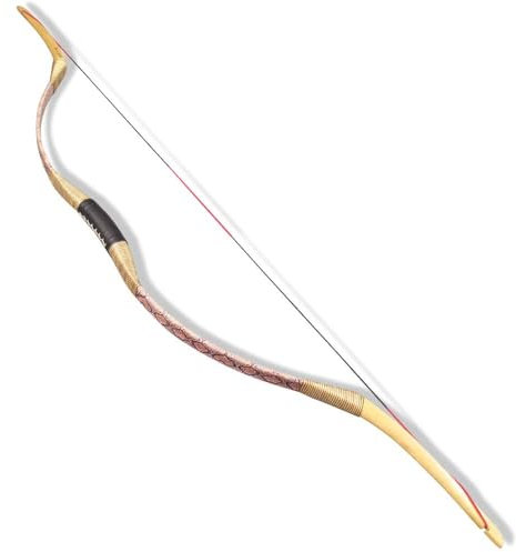 AMEYXGS Traditionelles Bogenschießen Recurve Bogen 25-50lbs Handmade Langbogen Mongolischer Pferdebogen für das Jagdübungsziel für Erwachsene (Braun, 25lbs)