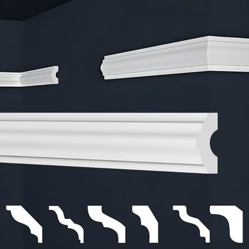 Marbet, lattes de plafond en polystyrène XPS, moulures en stuc de haute qualité, légères et robustes, au design moderne (boîte d'économie de 50 mètres, E-18, 19 x 38 mm), latte décorative