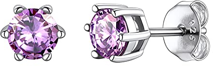Suplight Orecchini Donna Argento 925 Punto Luce Con Zirconia Rotonda - Pietra Portafortuna 12 Mesi, Accessori Eleganti Con Confezione Regalo
