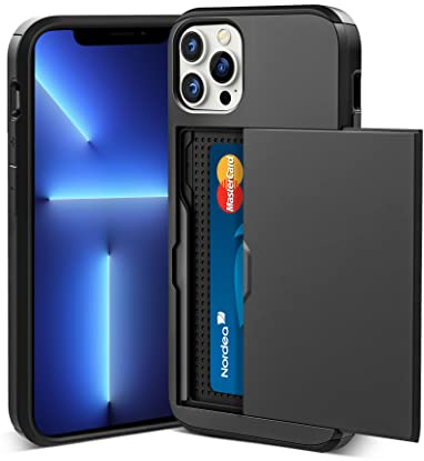 ACOCOBUY Sliding Case with Card Holder for iPhone 13 Pro Max Cover 6.7 inch