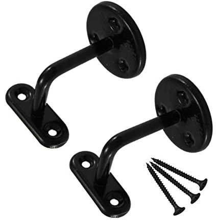 Black Support Wall Mounted Handrail Brackets Banister Support Handrail 63mm with Matching Screws Rail Brackets for Stairs Handrail Holder with Rosette for Indoor and Outdoor Stairs Pack of 3.