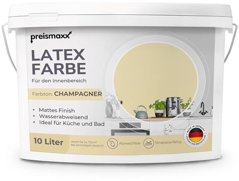 Preismaxx Latexfarbe Champagner abwaschbar hohe Deckkraft Wandfarbe matt 10l