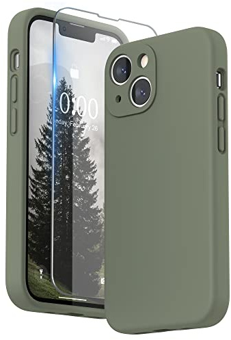 SURPHY für iPhone 13 Mini Hülle Silikon mit Displayschutzfolie | Case mit Kameraschutz Stoßfeste Handyhülle 5,4 mit Erhöhter Randschutz