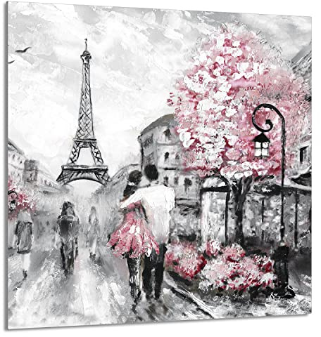 DarHaus Herdabdeckplatte 1 Teilig 60x65 cm Ceranfeldabdeckung Küche Elektroherd Induktion Herdschutz Küchenrückwand Spritzschutz Glasplatte Schneidebrett, Paris Rosa