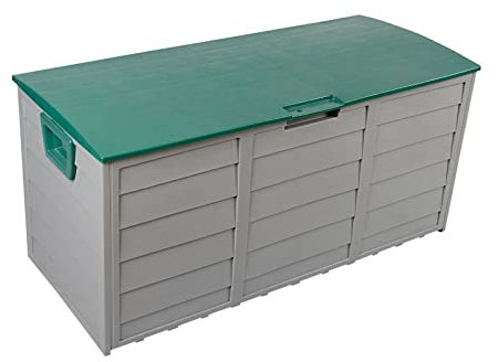290L Outdoor Garden Storage Plastic Box Chest Tools Cushions Toys Lockable Seat Weather Resistant Durable Garden Storage Box, Outdoor Storage Containers Patio Deck Boxes Cabinet with Handles (Green)