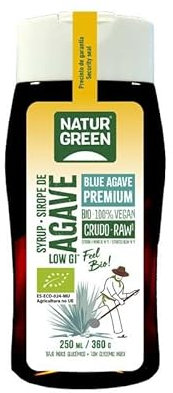 NaturGreen - Sirope de Agave Crudo Bio 236 ml, Edulcorante Natural, Agave Azul, Alternativa Vegana a la Miel y el Azúcar, Sin Gluten, Ideal para Endulzar Bebidas, Yogures y Postres