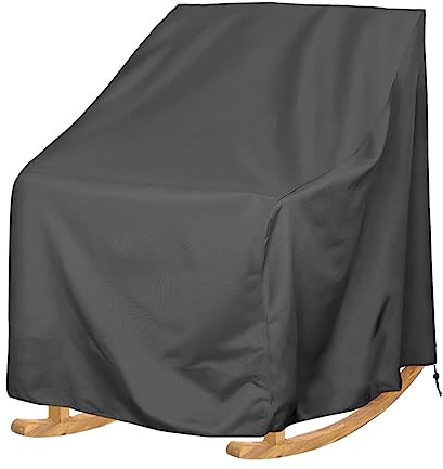 TCHAU Funda para Mecedora De Exterior, Cubierta para Silla Individual De Patio con Cordón, Impermeable, 210D Oxford Negro 70 * 83 * 99cm