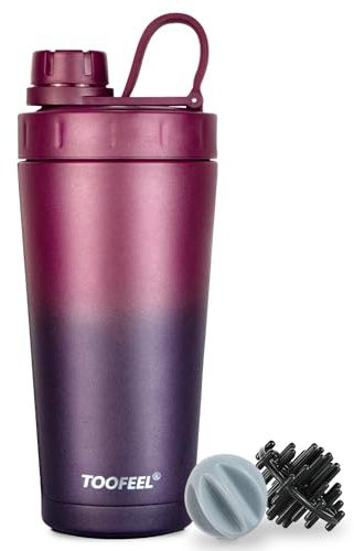 TOOFEEL Edelstahl-Shaker-Flasche – doppelwandiger, isolierter Protein-Shaker-Becher, hält kalt/heiß