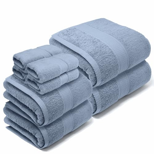 LEBENGOOD 8-teiliges Handtuch Set aus 100% Baumwolle – 2 Badetücher, 2 Handtücher, 4 Waschhandschuhe – Oeko-TEX® Zertifiziert – Extra weich, saugfähig & robust – Für Bad, Dusche & Gäste