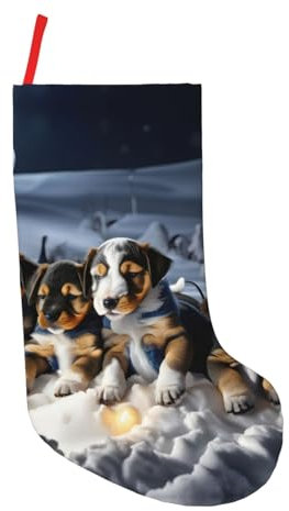 KoNsev 45,7 cm Weihnachtsstrümpfe, personalisiert, Weihnachten für Familie, Urlaub, Weihnachten, Party, Dekoration, Husky Welpen Hunde Druck