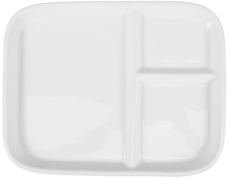 MAGICLULU Assiette Carrée en Porcelaine 10 Pouces À Trois Compartiments pour Petit Déjeuner Et Steak Vaisselle en Céramique Blanche pour Usage Familial Et Restaurant