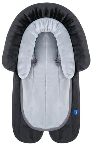 INFANZIA 2-in-1 Baby Sitzverkleinerer Universal für alle Kinderwagen Buggy, Neugeborenen Einsatz, Kopfstütze für Babyschale und Autositze, Ideal für alle Jahreszeiten, 51x30cm, Schwarz