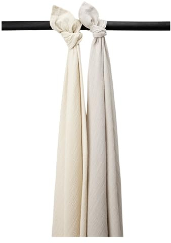 MEYCO Mullwindeln 2er Pack 120x120cm Musselin Stilltuch Soft Sand/Greige | 100 % weiche Baumwolle - Pre Washed - Oeko Tex zertifiziert - saugfähig, hautfreundlich & schnelltrocknend