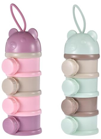 Doseur De Lait Bebe | 2 Distributeur De Lait En Poudre Doseur De Lait | Boîte Doseuse À Lait Avec 4 Compartiments | Boite Doseuse Lait Poudre | Empilables Convient Pour Collations,Lait En Poudre