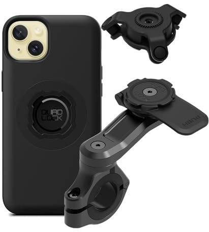 Quad Lock Telefonfäste för Motorcykelstyre PRO med Vibrationsdämpare och MAG-fodral för iPhone 15 Plus