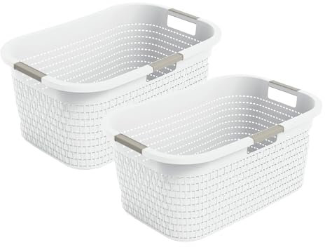 Rotho Country 2er-Set Wäschekorb 40l, Kunststoff (PP) BPA-frei, 40l (58.0 x 38.9 x 25.1 cm)