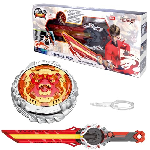 INFINITY NADO Schwert-Launcher – Metall-Leucht-Kreisel Blazing Bear, rot 5+