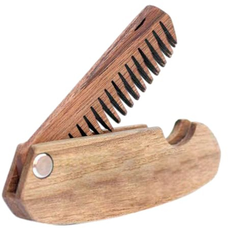 Bartkamm aus Holz für Männer – faltbares Pflegewerkzeug, kompaktes Design für Dating, Arbeit, Reisen | Elegante Geschenkidee für Ihn