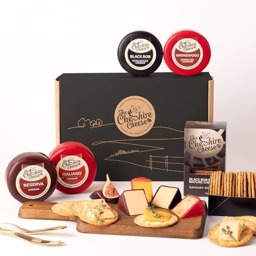 Cheese & Biscuits Favourites Deli Gift Box | Filled with 4 x Luxury Waxed Cheese Truckles, Small-Batch Cheddar Biscuits, in presentation box Cheshire Cheese Company | Gifts for Him, For Her, Couples