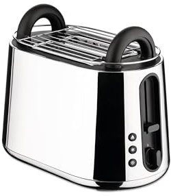 Alessi Toru NE03 B, Tostadora Eléctrica de Diseño, en Acero Inoxidable 18/10 y Resina Termoplástica, Enchufe Europeo, 925W, Negro