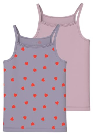 NAME IT Mädchen Nkfstrap Top 2p Lavender Hearts Noos Nkfstrap Top 2P Lavender Hearts Noos (1er Pack)