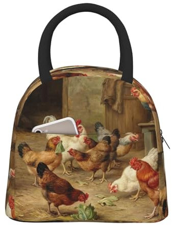 ESNAIUVCD Borsa termica per il pranzo con galline arrosto e galline, da donna, riutilizzabile, portatile, resistente all'acqua, per adulti, per lavoro, viaggi, picnic