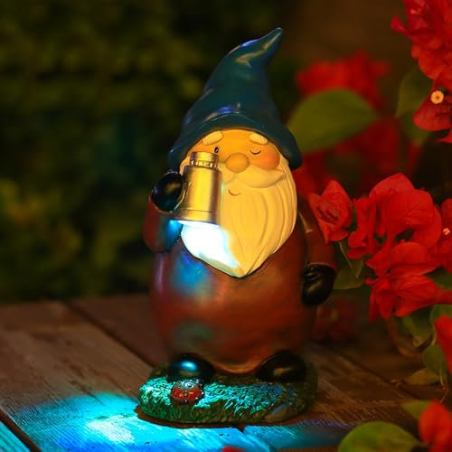 Recitem Nain de jardin avec lampes solaires pour décoration extérieure