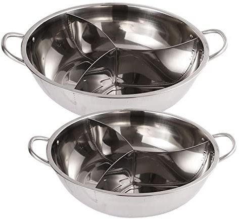 CCKUYT Stock Pot Chafing Dish Pot Cookware with 3 with Divider for Kitchen Restaurant Steamer