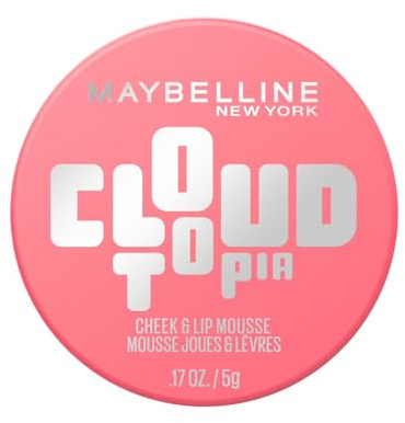 Maybelline New York Cloudtopia Blush Mousse Joues Lèvres 07 Moonlit Rose | Fini mat flouté, Tenue 14h résiste transfert, Ultra-pigmenté texture légère, 7 teintes modulables