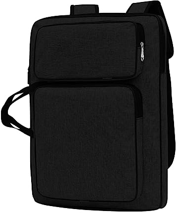 Art Portfolio Case A3 Artist Drawing Board Bag Waterproof Art Carrying Bag Portable Sketch Pad Storage Bag Artist Folder Case Tote Bag Shoulder Bag for Palette Paints Brushes Pencils (Black-1)