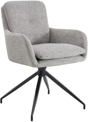 CLP Silla de Comedor giratoria Pickett Tela, sillón Giratorio 180° con reposabrazos y Respaldo, soporta hasta 150 kg, Color:Gris Pardo