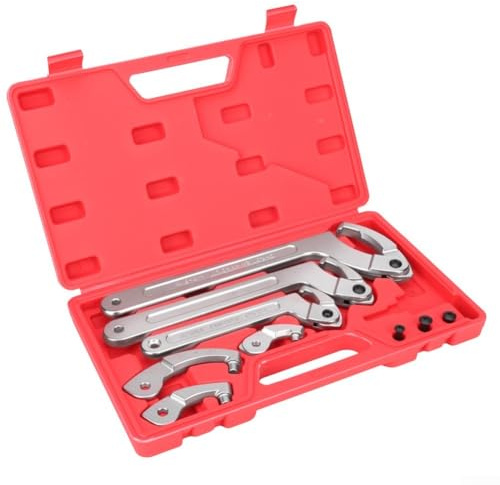 Juego de llaves inglesas ajustables, cabezales cuadrados redondos intercambiables, llave de gancho de metal para ajuste de golpes, calefacción de tuberías, color plateado