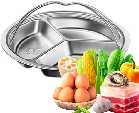 Bandeja De Cocción Al Vapor Suave – Cesta De Vapor Versátil, Estufa De Cocina Compartimentada, Soporte De Alimentos Anti-Quemaduras Mejorado, Inserto De Olla De Vapor Dividido | Preparación