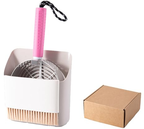Generisch 2026 Recipiente para arena para gatos de acero inoxidable con soporte, soporte para excrementos de gato para cribado rápido, revestimiento antiadherente, colador fino grueso para todas las