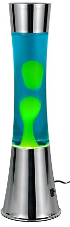 Reality Leuchten Lavalampe Etna R50559116, Metall Chrom, Glas klar, Wachs gelb, inkl. 21 Watt LED