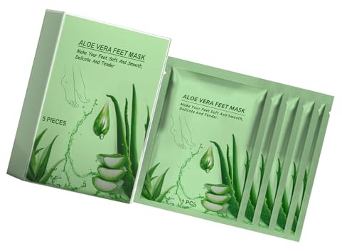 Yinhing 5 Delar Aloe Extract Fotmask, Fuktgivande Återfuktande Foot Peel Exfoliating med Aloe Extract, för Mjuka Släta Fötter (5 stycken)