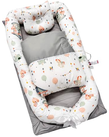 DOKKOME Babynest Kuschelnest für Neugeborene Nestchen Baby Atmungsaktiv Bettnestchen Weich Babylounge Babynestchen für Säuglinge Waschbar Zubehör für Babybett Grau