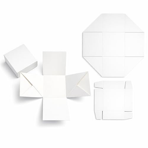 Explosionsbox zum Selbstgestalten, 6er Set, blanko, 7 x 7 x 7 cm, aus 300 g weißem Kartonpapier, zum Selbstkleben, DIY Geschenkbox für Geldgeschenke, Geburtstag, Hochzeit und Bastelprojekte