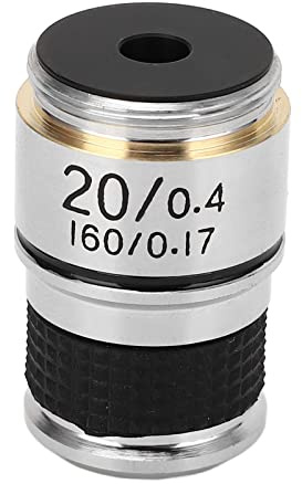 Ejoyous Mikroskop Objektiv Lens 20X Objektiv Lens Mässing och Aluminiumlegering RMS-gränssnitt Förkromad för Biologiska Mikroskop Forskningsstudie Fiber Stål Keramik Observation