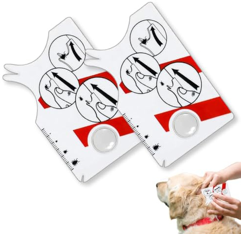Msjuwek 4 Packs Tick Remover Card with Magnifying Glass, Portable Tick Removal Tool for Dogs, Cats and Humans, Easy to Use Plastic Tick Catcher Kit for Outdoor Activities
