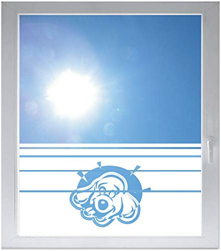 INDIGOS UG Sichtschutzfolie Glasdekorfolie Fensterfolie mit Motiv satiniert Blickdicht - E690 Schöner Hund - 800 mm Länge - 500 mm Höhe - Streifen - selbstklebend - matt - für Bad