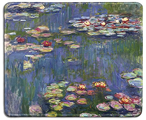 dealzEpic - Art Mousepad - Natural Rubber Mouse Pad with Famous Fine Art Painting of Water Lilies by Claude Monet - Stitched Edges - 9.5x7.9 inches