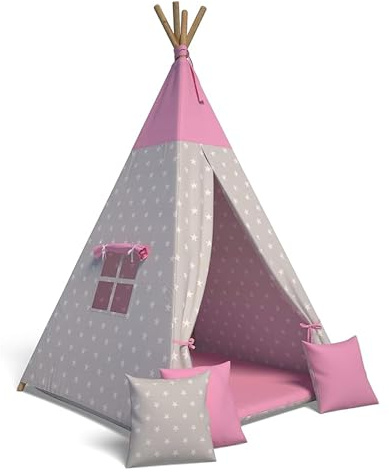 La mejor tienda de campaña india para niños – Tipi tienda de campaña con cojín suave | Tienda de campaña duradera para interior y exterior | Tienda Tippi adecuada para niños para habitaciones