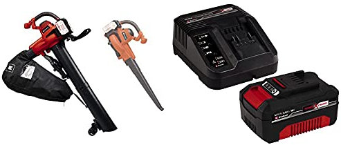 Einhell Aspiratore Per Foglie A Batteria Ge-Cl 36/230 Li-Solo Power X-Change & 4512042 Power-X-Change Starter Kit, Caricabatteria E Batteria Da 4000 Mah Li-Ion, Nero