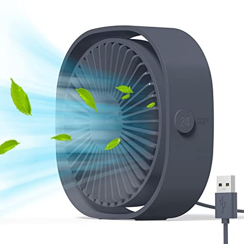 Simpeak Mini ventilatore USB da scrivania, silenzioso, portatile, alimentato solo tramite USB (senza batteria), 3 impostazioni di velocità, girevole regolabile a 360°, per casa e viaggio